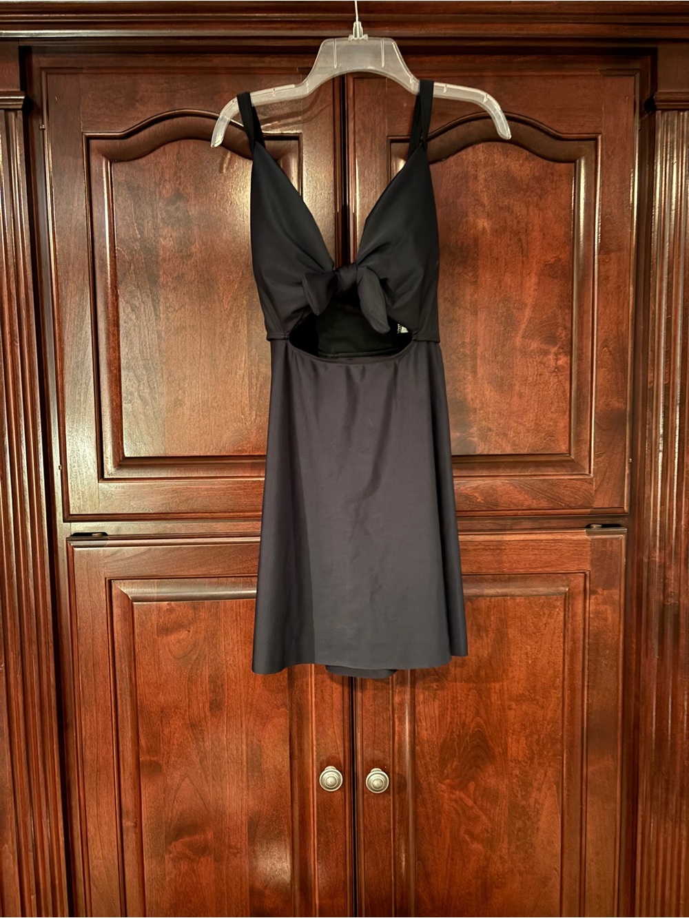 Maternity 2 piece swimwear black tie in front 2 ways to wear straps size L